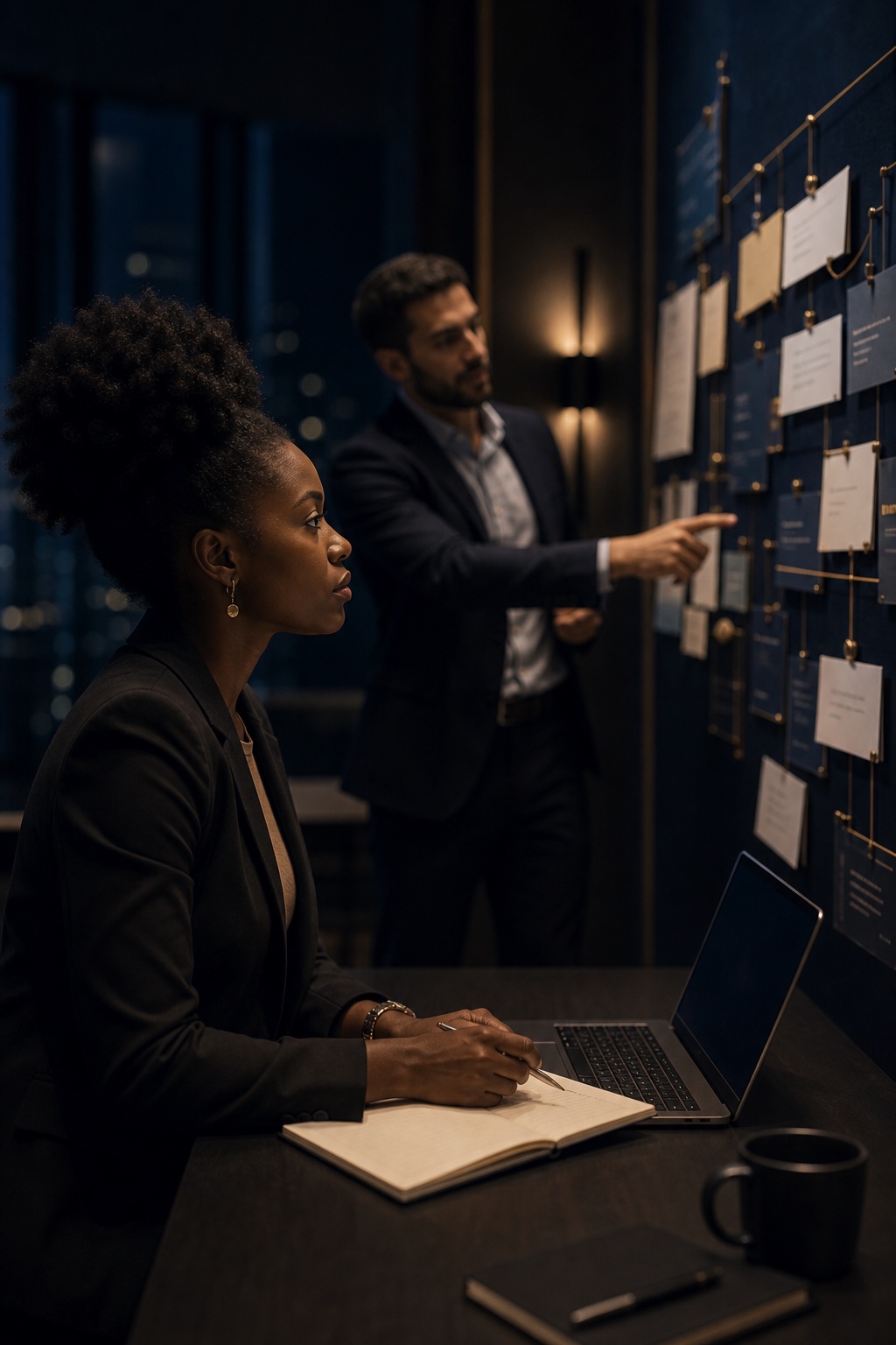Entrepreneur structurant ses jalons de nuit