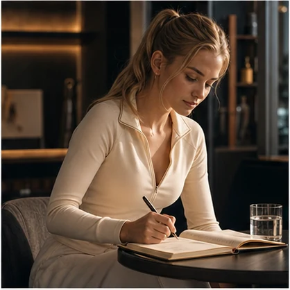 Jeune sportive blonde en introspection sur son engagement