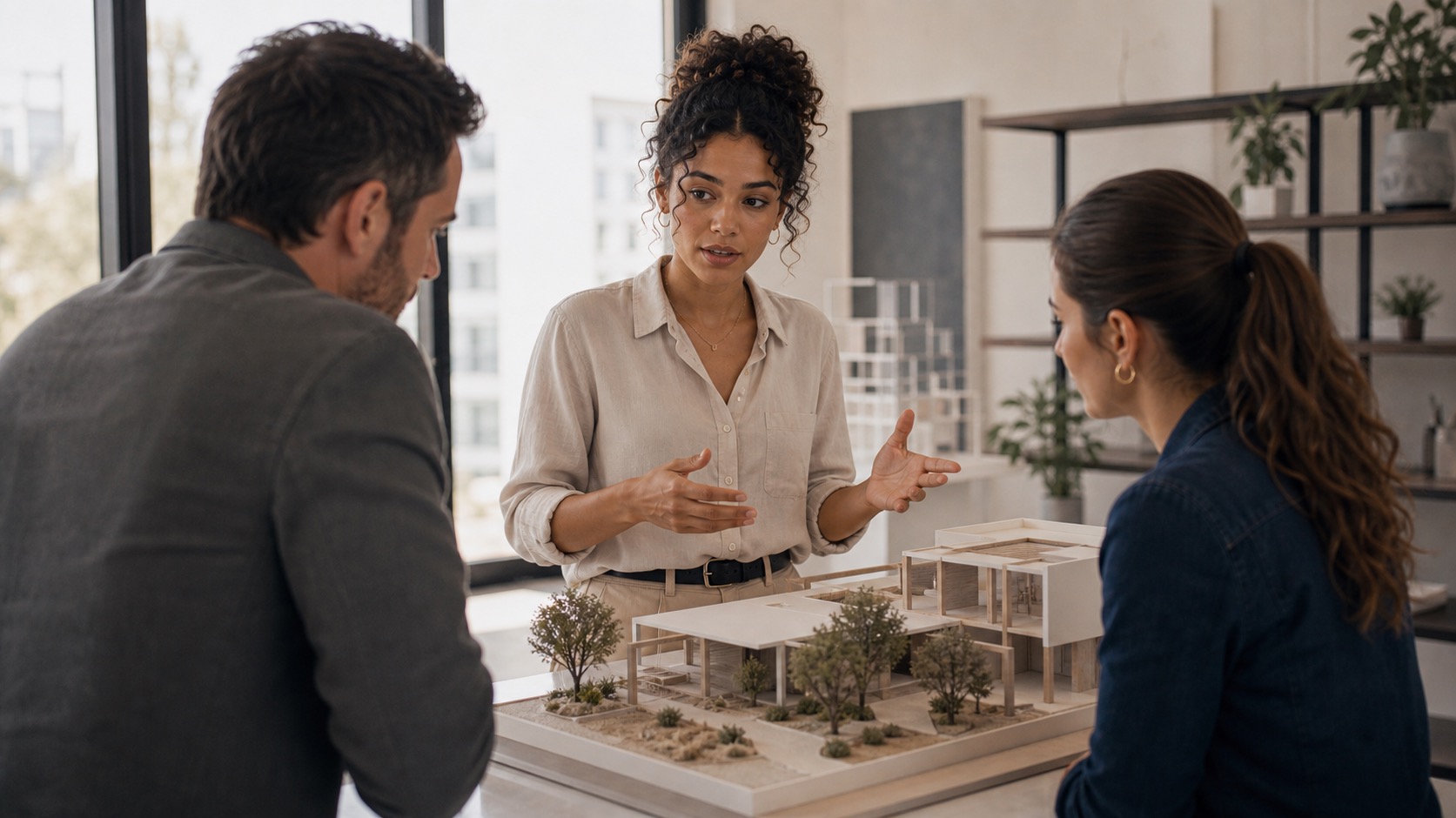 Architecte présentant son projet pendant la phase Analyse