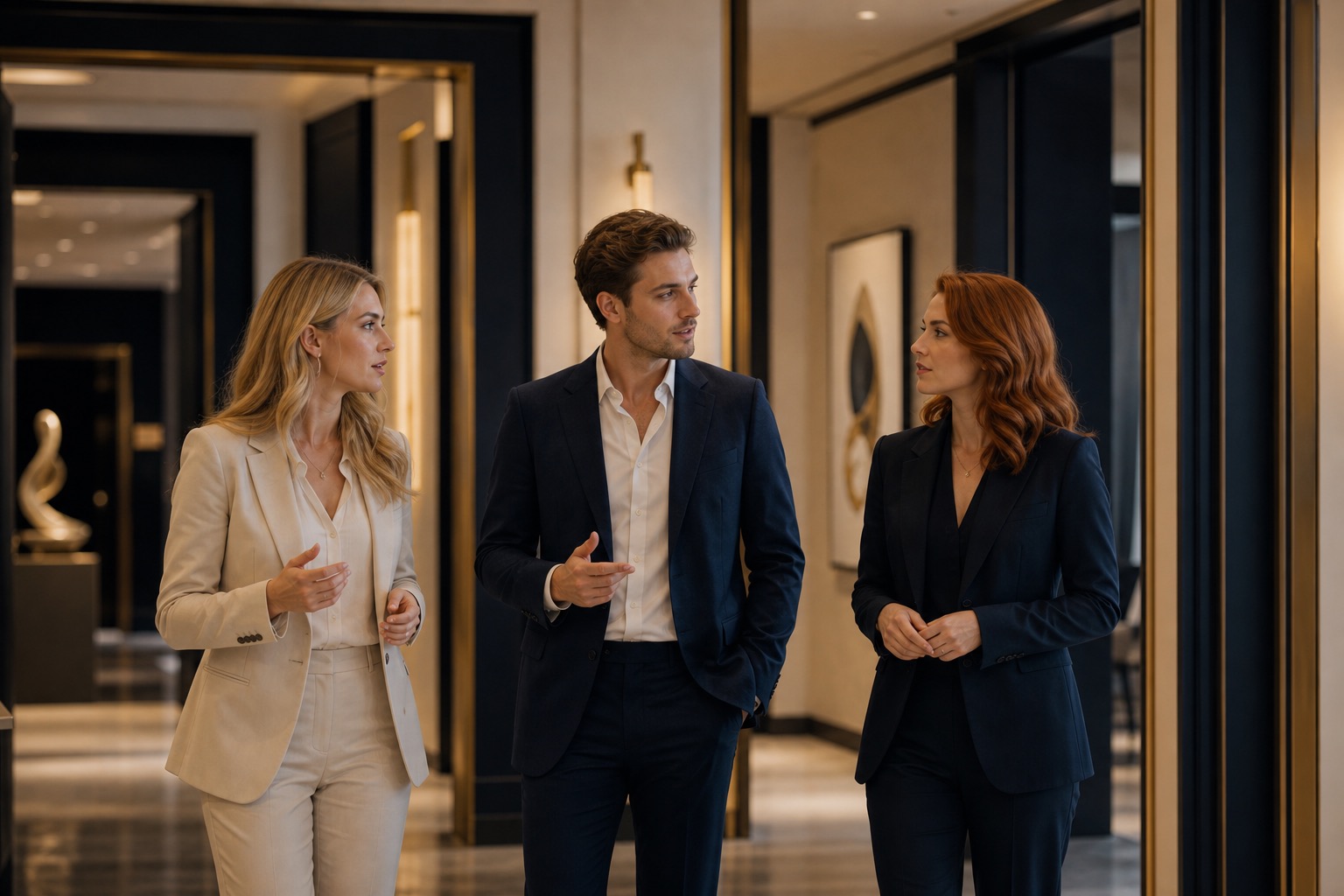 Jeunes professionnels choisissant la bonne porte d'entrée Rayflections