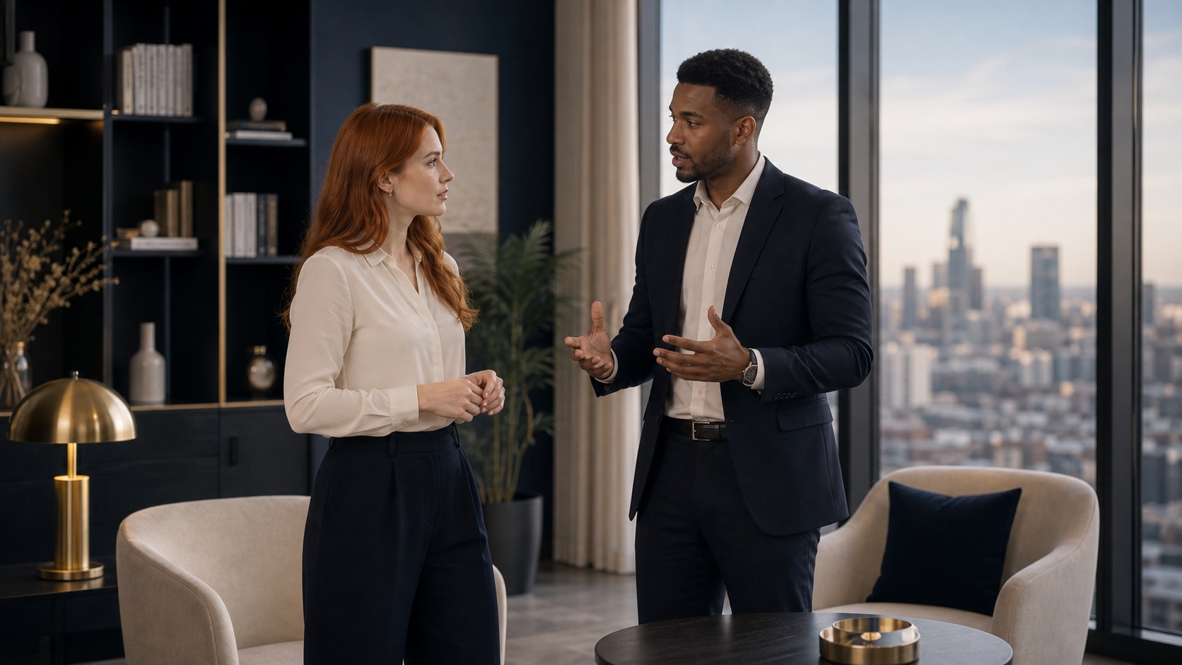 Cap 90 discuté pendant une revue de direction entre deux jeunes professionnels