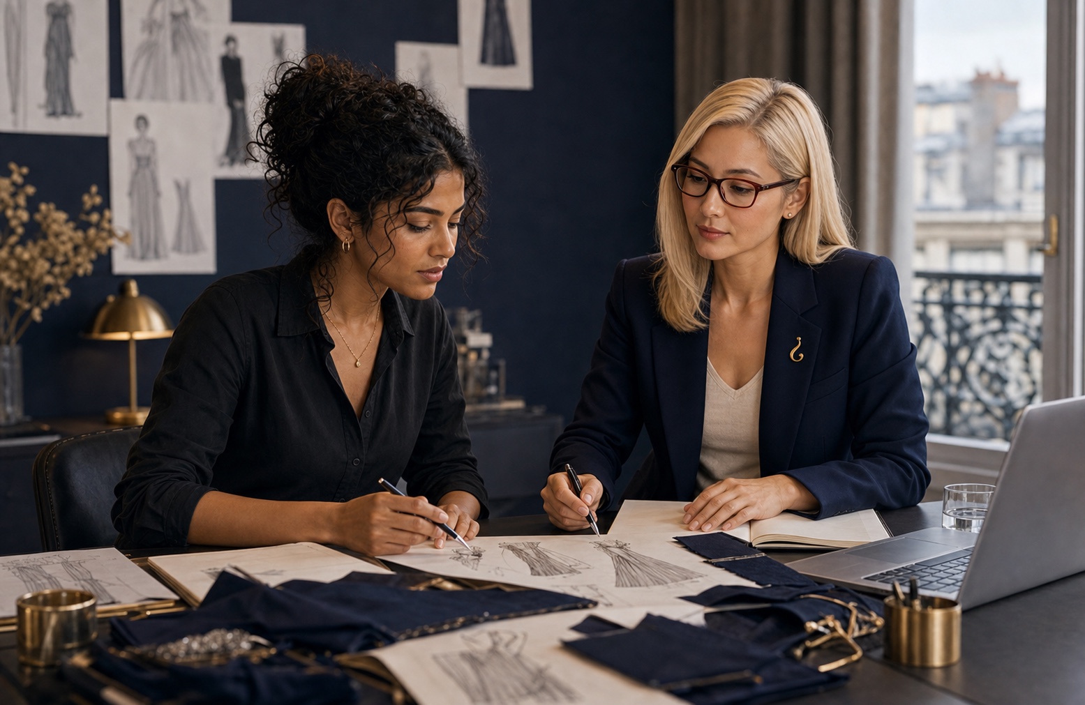 Lisa et une styliste indépendante posent les bases du projet pendant la phase Analyse