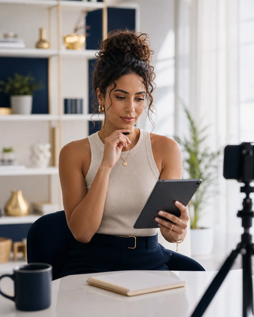 Inaya, influenceuse, travaille une stratégie de contenu