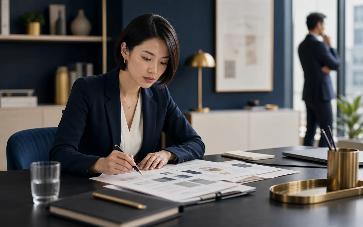 Jeune professionnelle asiatique vérifiant son diagnostic de trajectoire Checkpoint