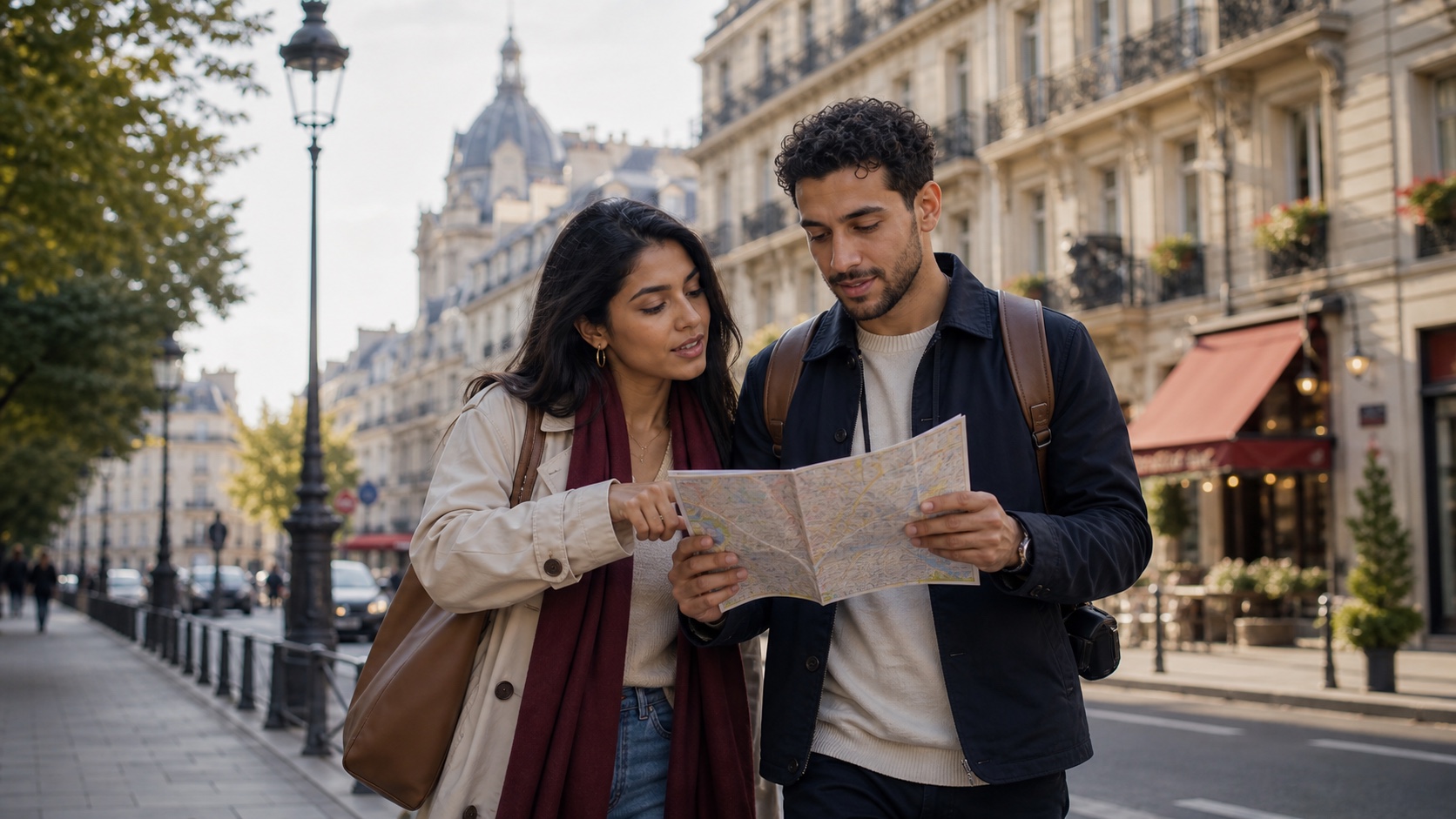 Couple identifiant une direction commune en ville